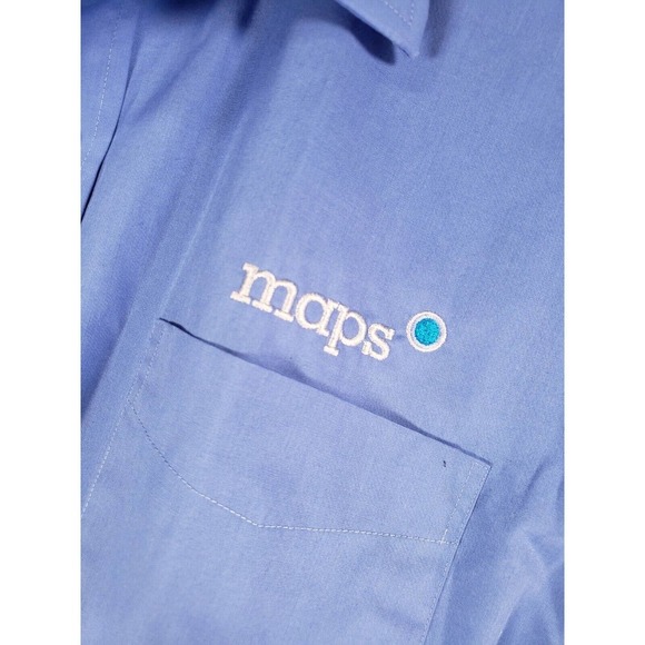 The Outfitters Shirt Mens 17x37 Blue Dress Button Up Long Sleeve Collar Maps - Picture 7 of 10